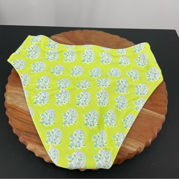 SZ Blockprints X JCrew high-rise full-coverage bikini bottom green paisley Sz S - Picture 2 of 5